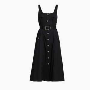 L'AGENCE Tazia Belted A-Line Midi-Dress Black